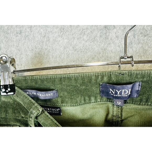 NYDJ Womans 12 Corduroy Pants Green Marilyn Straight Lift Tuck Stretch Pockets - Picture 4 of 8